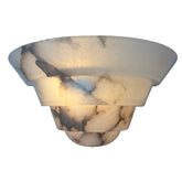 Alabaster Art Deco Style Sconces, White with Brown Streaks, Sku: 033072
